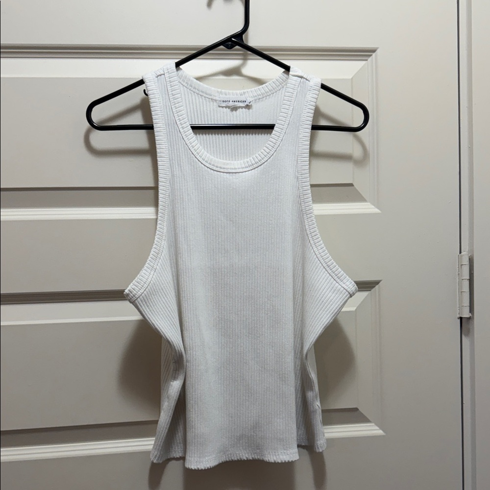 Good American White Ribbed Tank Top Sz 6 Plus